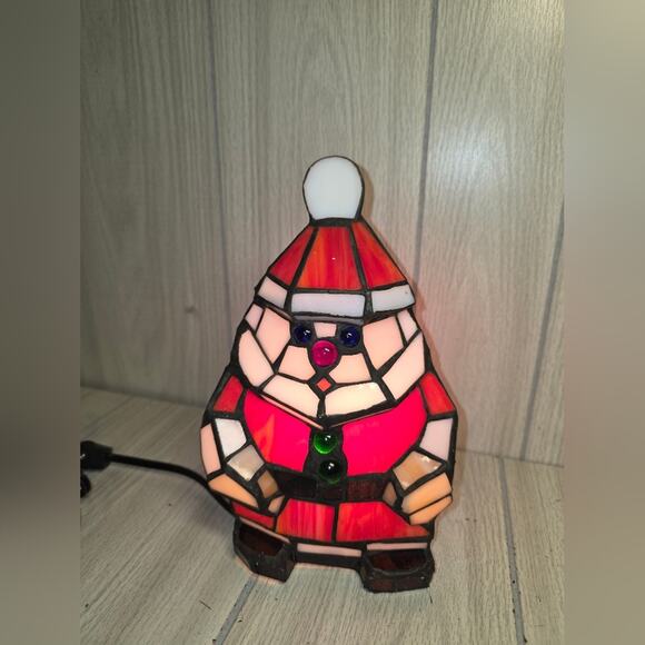 Huntington Santa Claus Tiffany Accent Lamp Stained Glass Christmas Holiday NWB - Picture 1 of 7